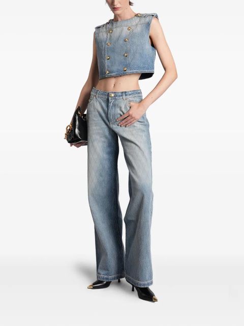 Balmain quilted button top - Blue