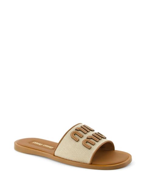 Miu Miu logo-appliqué sandals - Neutrals - zdjęcie produktu nr 2