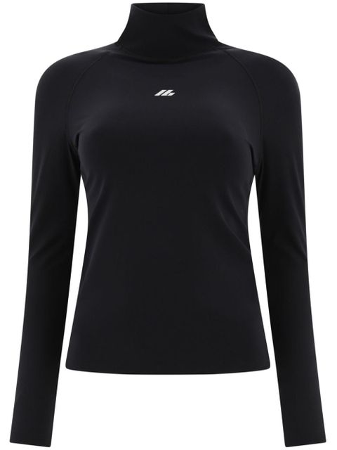Balenciaga Activewear embroidered-logo turtleneck top - Black