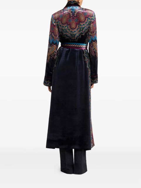 ETRO paisley-print velvet robe - Blue