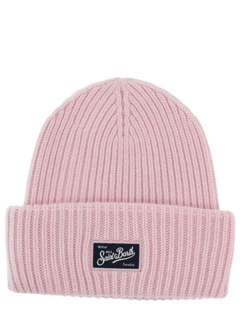MC2 Saint Barth ribbed logo-patch beanie hat - Pink - zdjęcie produktu nr 2