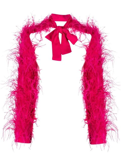 Cult Gaia tie-neck long-sleeved feather jacket - Pink - zdjęcie produktu nr 1