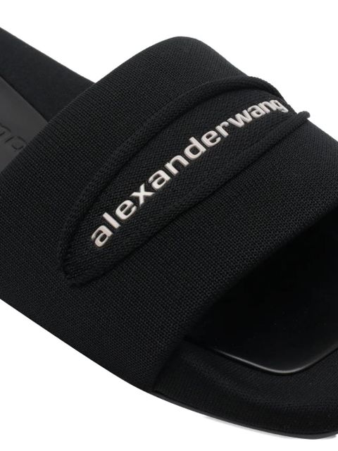 Alexander Wang logo squared-toe slides - Black