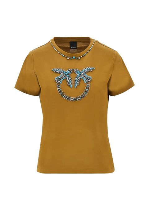 PINKO Love Birds bead-embellished T-shirt - Brown - zdjęcie produktu nr 1