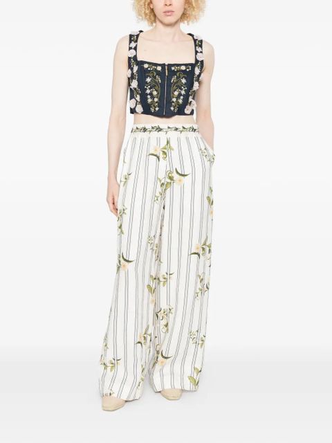 Agua By Agua Bendita striped floral-print pants - White - zdjęcie produktu nr 2