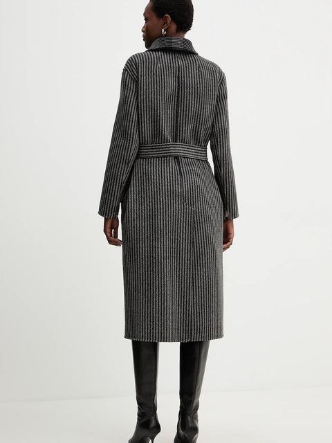 Twinset płaszcz dwustronny z wełną kolor czarny 252TP2080