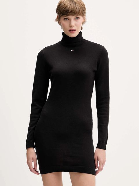 Tommy Jeans sweter bawełniany damski kolor czarny lekki z golfem DW0DW21672 - zdjęcie produktu nr 1