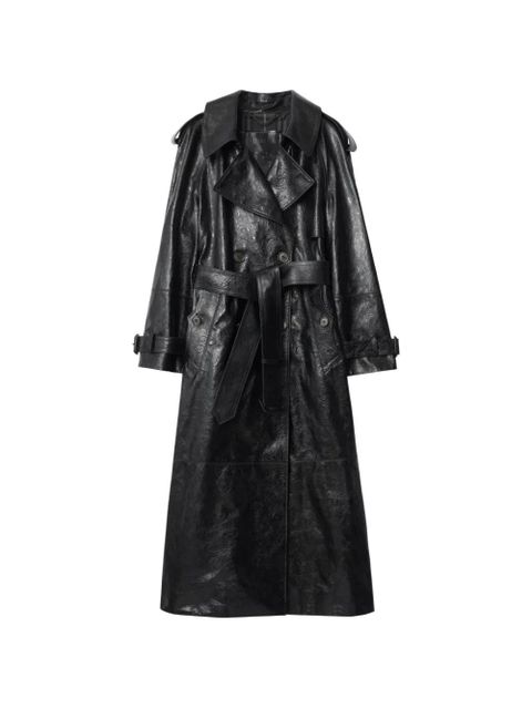 Burberry belted leather trench coat - Black - zdjęcie produktu nr 1