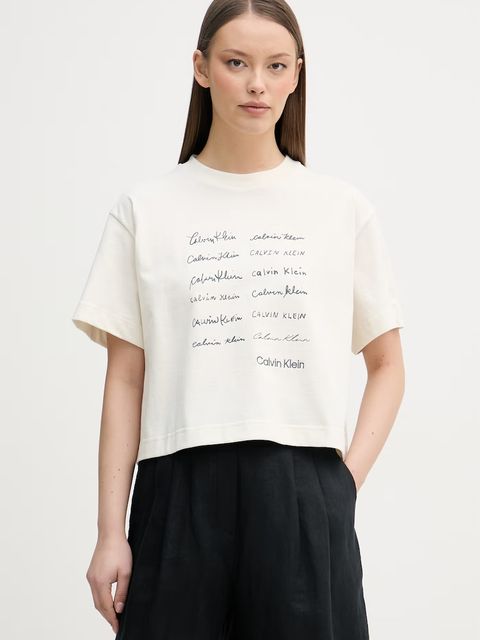 Calvin Klein Jeans T-shirt damski bawełniany - zdjęcie produktu nr 1