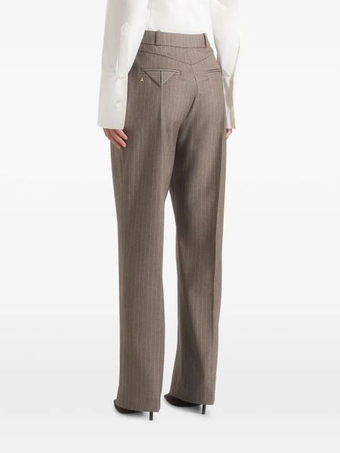 Manière De Voir Julie pinstripe-print pleated tailored trousers - Brown