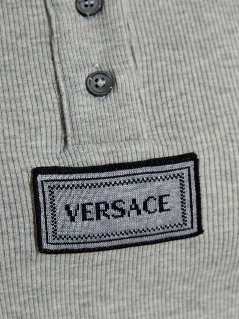 Versace ribbed-knit Henley T-shirt - Grey