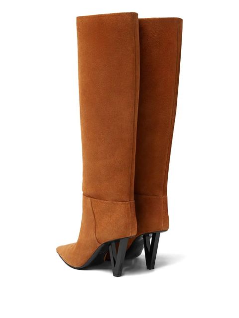 Versace pointed-toe knee-high boots - Brown