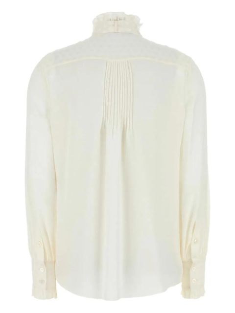 Valentino Garavani ruffled-neck silk shirt - Neutrals - zdjęcie produktu nr 2