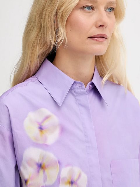 MAX&Co. koszula bawełniana damska kolor fioletowy relaxed z kołnierzykiem klasycznym 2526116071200