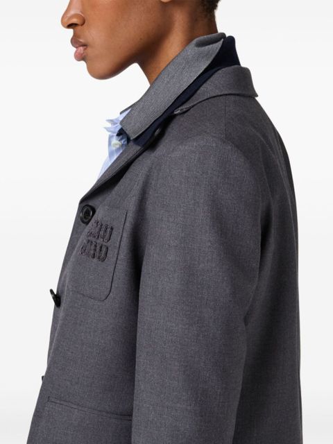 Miu Miu single-breasted cropped blazer - Grey