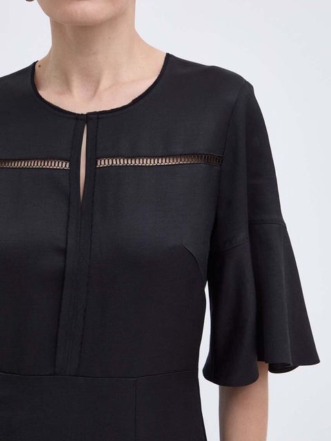 BOSS sukienka z domieszką lnu