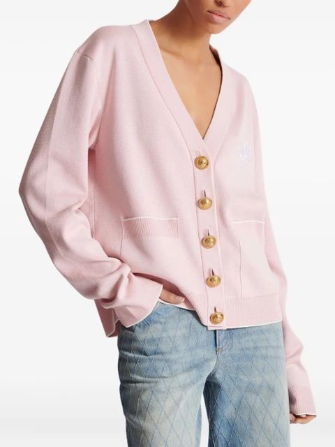Balmain Emblème-embroidered cardigan - Pink