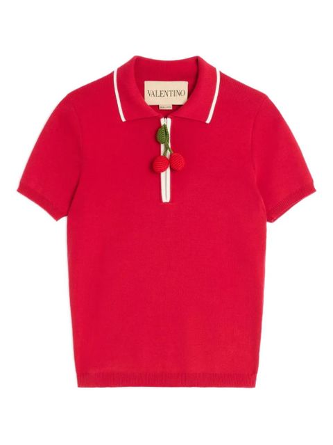 Valentino Garavani cherry-charm polo top - Red - zdjęcie produktu nr 1