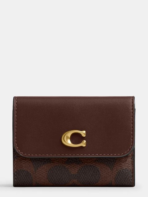 Coach portfel damski kolor brązowy CAN48 - zdjęcie produktu nr 1