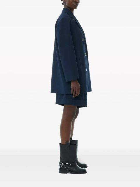 GANNI double-breasted longline blazer - Blue