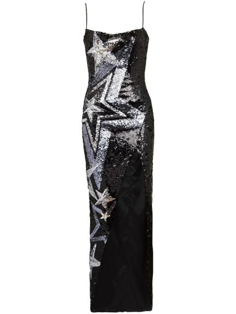 Balmain star-pattern sequinned maxi dress - Black - zdjęcie produktu nr 1