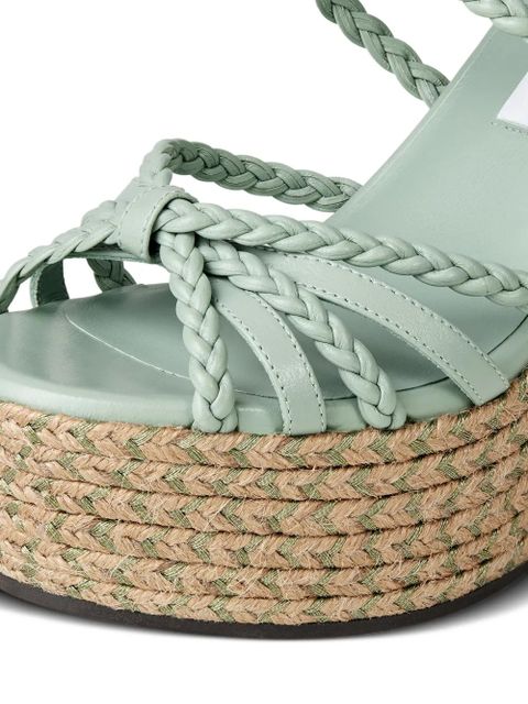 Jimmy Choo Nyra braided-effect platform sandals - Green