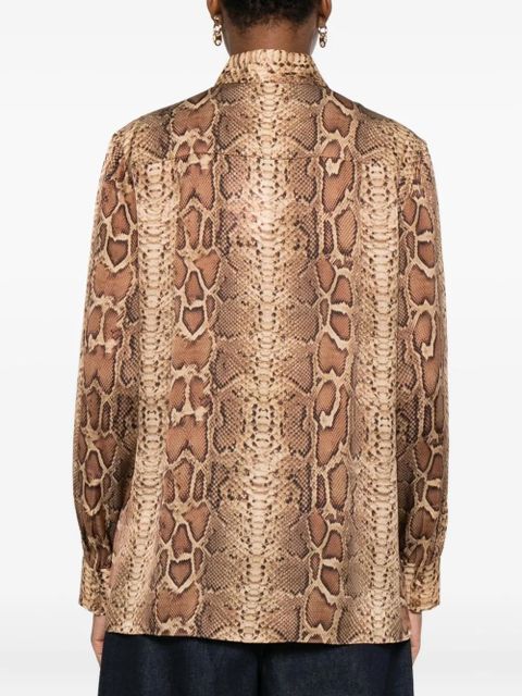 ZIMMERMANN snakeskin-print long-sleeve shirt - Neutrals
