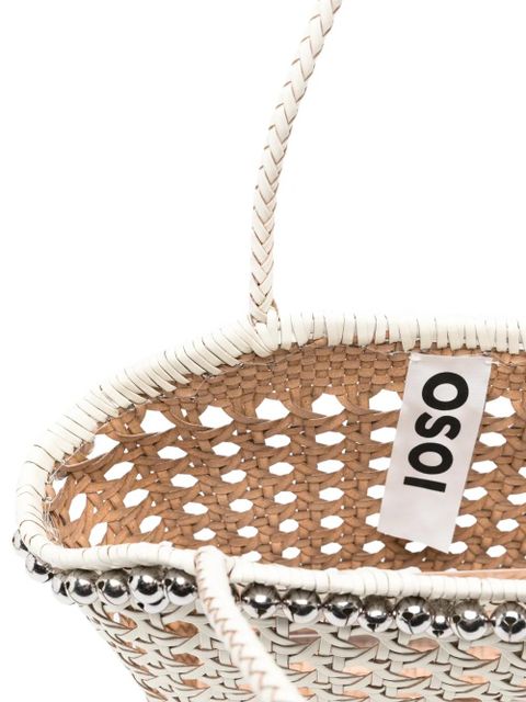 Osoi Lip woven beaded shoulder bag - White