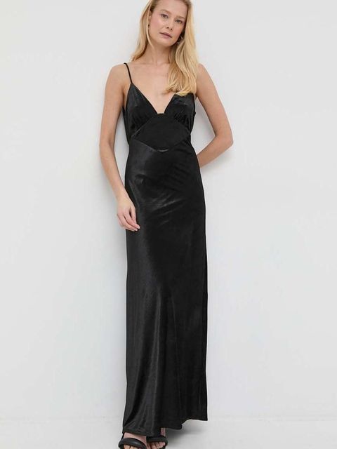 Bardot sukienka kolor czarny maxi prosta - zdjęcie produktu nr 1