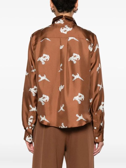 Marni bird-print shirt - Brown
