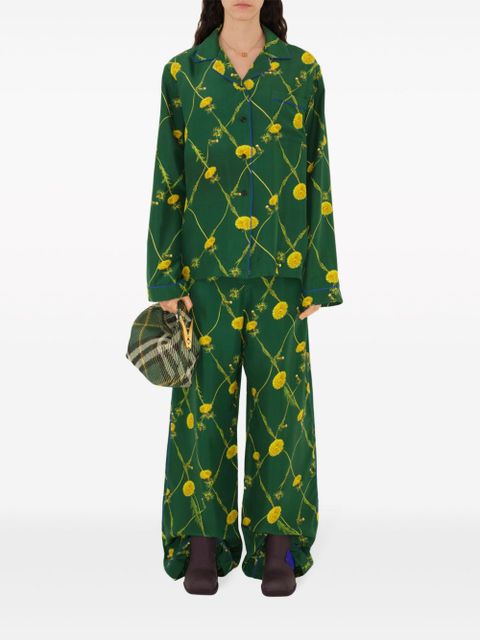 Burberry Dandelion floral-print flared trousers - Green