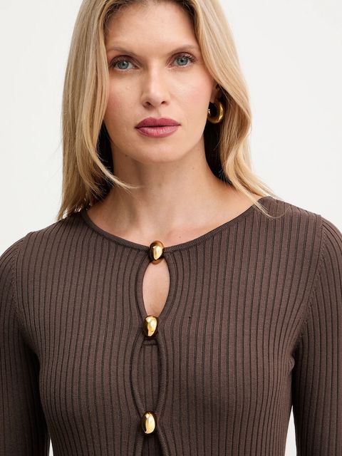 Marciano by Guess sukienka AGATHE kolor brązowy maxi dopasowana 5BGK55 5891Z