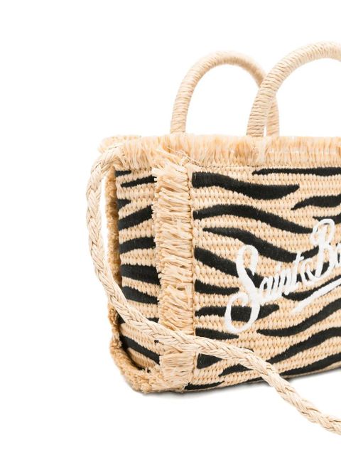MC2 Saint Barth zebra-print frayed shoulder bag - Neutrals