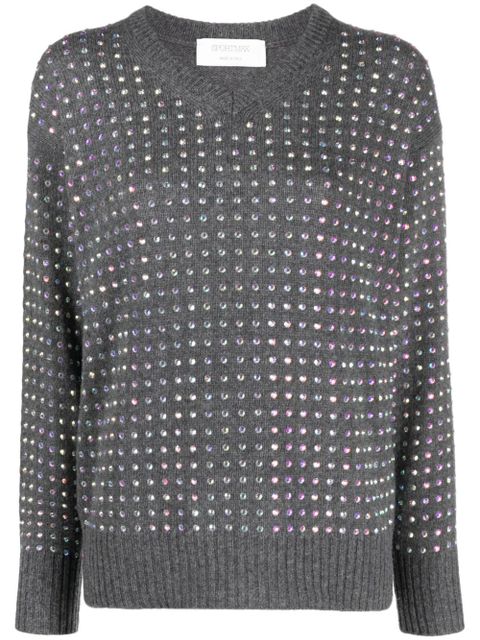 Sportmax crystal-embellished V-neck jumper - Grey - zdjęcie produktu nr 1