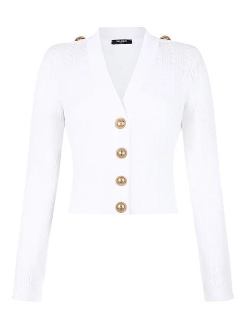 Balmain ribbed button cardigan - White - zdjęcie produktu nr 1