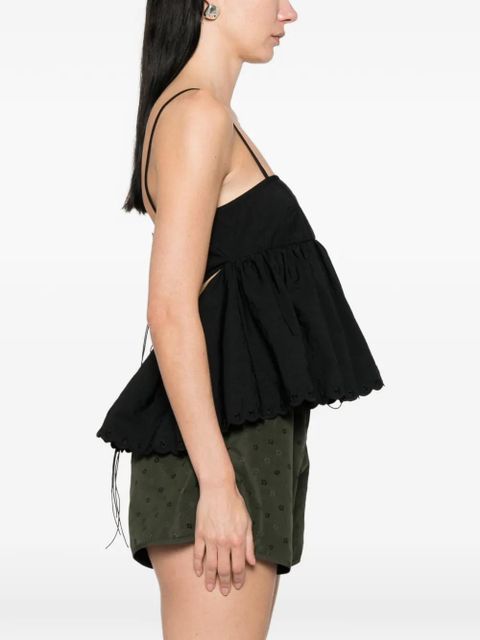 Cecilie Bahnsen Selena embroidered taffeta top - Black