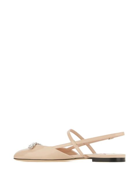 Jimmy Choo crystal-embellished ballet flats - Neutrals