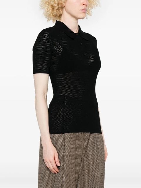 Victoria Beckham perforated polo top - Black - zdjęcie produktu nr 2