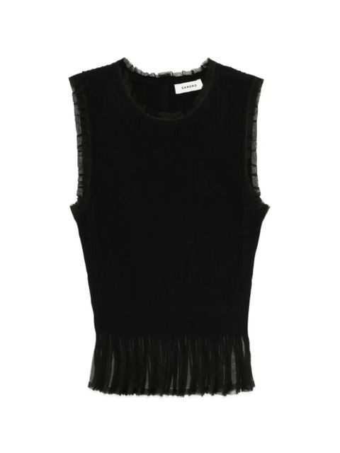 SANDRO ruffled sleeveless knit top - Black - zdjęcie produktu nr 1