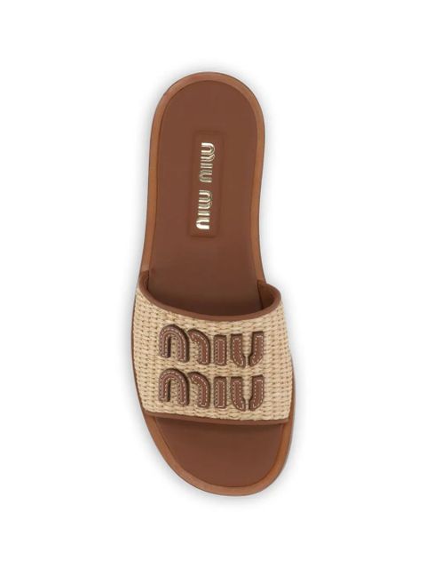 Miu Miu logo-lettering sandals - Neutrals