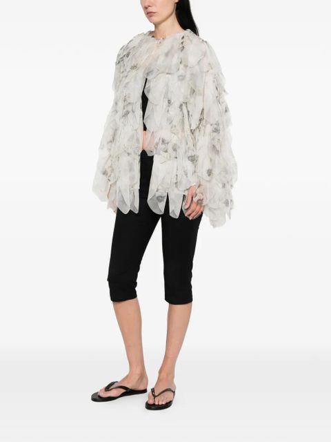 Max Mara Chiffon floral ruffled jacket - White - zdjęcie produktu nr 2