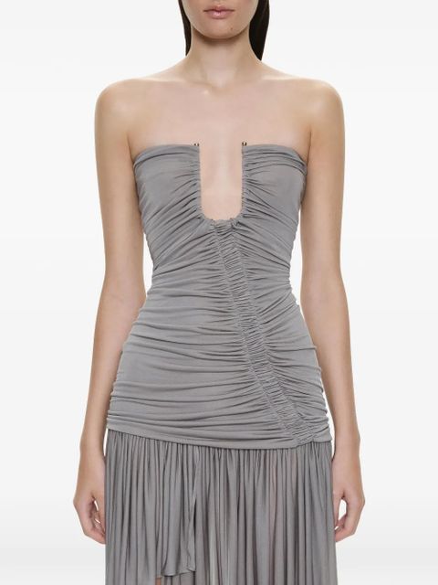 Christopher Esber Arced Orion ruched strapless asymmetric dress - Grey