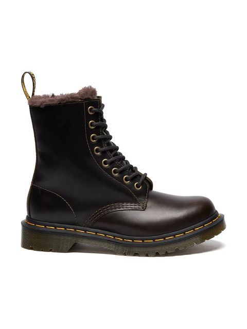 Dr. Martens workery skórzane 1460 Serena damskie kolor brązowy na platformie lekko ocieplone DM41414020 - zdjęcie produktu nr 1