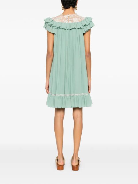 Chloé ruffled lace mini dress - Green