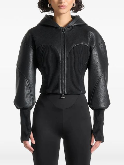 Manière De Voir Amani hooded zip-up cropped jacket - Black - zdjęcie produktu nr 1