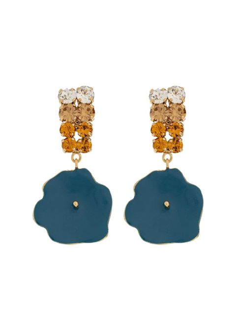 Marni crystal-embellished flower-motif drop earrings - Gold - zdjęcie produktu nr 2