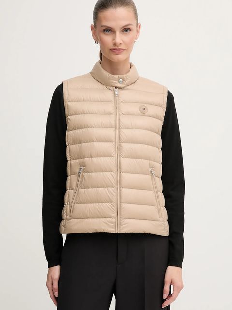 Tommy Hilfiger bezrękawnik puchowy kolor beżowy przejściowy WW0WW45499 - zdjęcie produktu nr 1