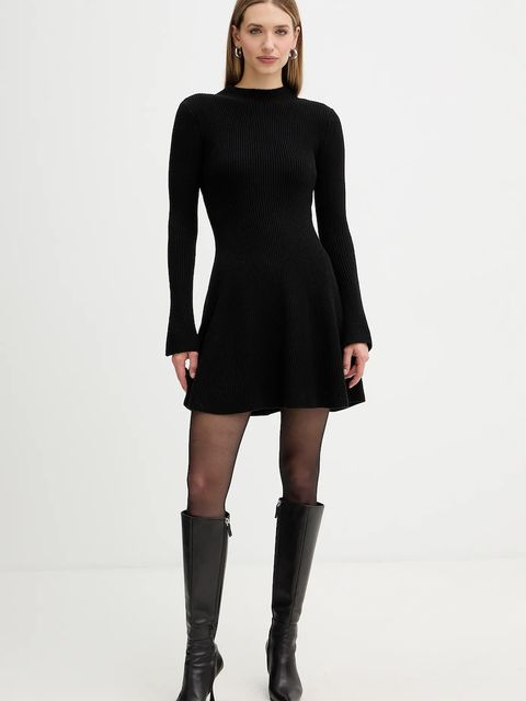 Twinset sukienka z dodatkiem wełny kolor czarny mini rozkloszowana 252TT3140