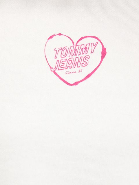 Tommy Jeans bluza bawełniana damska kolor biały z kapturem z nadrukiem DW0DW21408