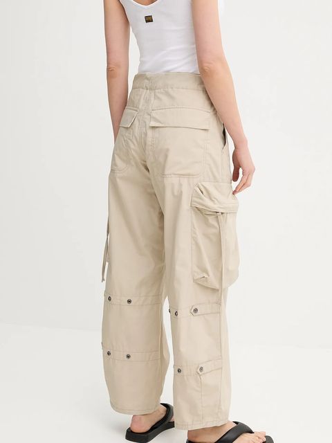 G-Star spodnie bawełniane kolor beżowy proste high waist D26433-C973